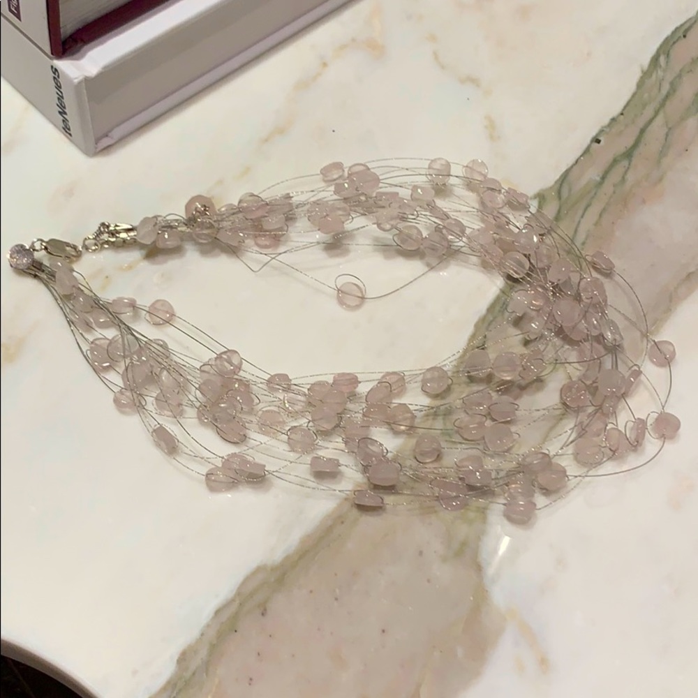 Silver strand beaded necklace